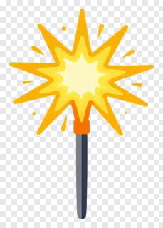 A colorful Durga Puja sparkler with a yellow flame.