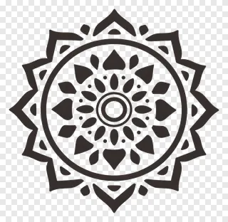 Symmetrical rangoli stencil pattern for festive floor art.