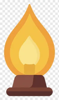A flame-shaped diya with a glowing core.