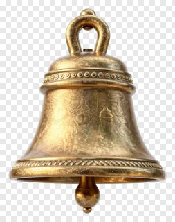 A golden Durga Puja bell with engraved motifs.