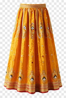 A golden embroidered festival skirt.