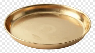 A golden hammered Durga Puja thali.