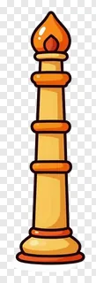 Cartoon gudi pole with flame on top.