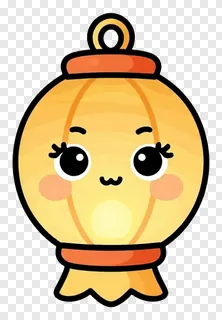 A kawaii-style lantern with big eyes and blush cheeks.