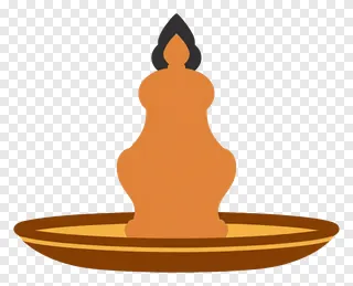 An orange candle in a brown thali.