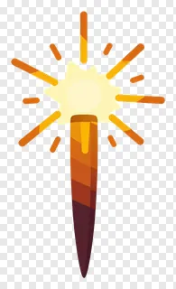 An orange and yellow sparkler firecracker graphic.