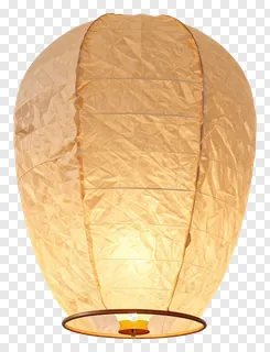 A glowing paper lantern with a warm light inside.