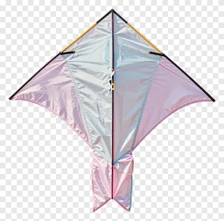 A pastel-colored kite with a tail, ready for flying.