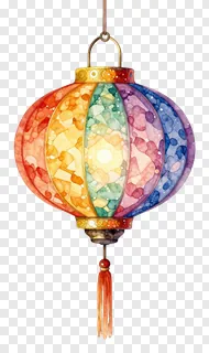 A colorful hanging lantern with a tassel.