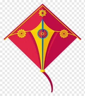 A red and gold kite with floral designs.