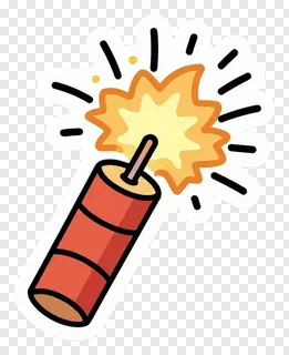 A red paper firecracker with a lit sparkler effect.