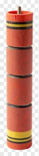 A red firecracker with black and yellow bands, stacked vertically.