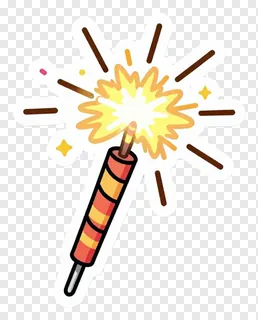 A striped sparkler firecracker emitting sparks.