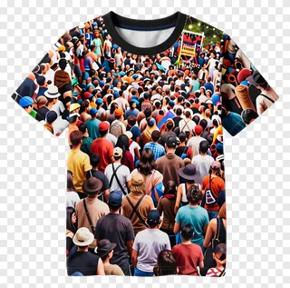T-shirt displaying an animated crowd view of a festival event.