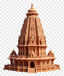 A terracotta Durga Pandal with ornate spire and detailed carvings.
