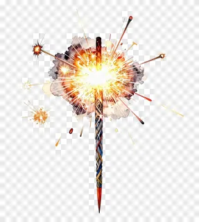 A watercolor-style Durga Puja sparkler with colorful sparks.