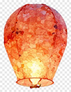 A glowing paper sky lantern with watercolor texture.