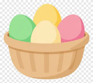 A basket with four pastel-colored Easter eggs.