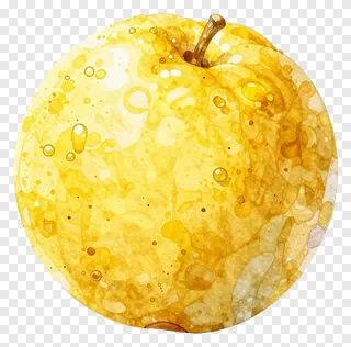 Yellow apple with watercolor effect.