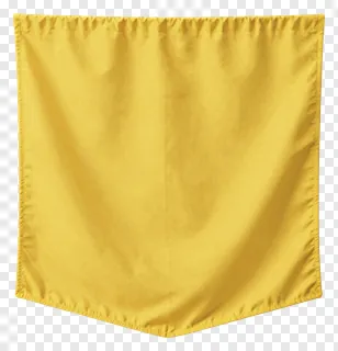 A yellow fabric banner with stitched edges.