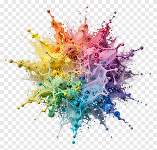 A colorful explosion of Holi powder in a radial pattern.