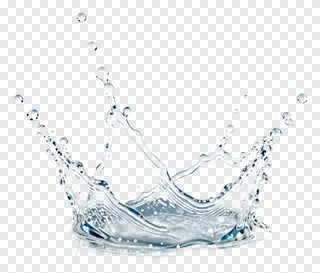 A crown-shaped water splash with droplets.