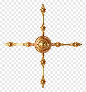 A decorative golden rakhi with metallic sheen.