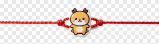 Rakhi with red thread and cartoon deer charm.