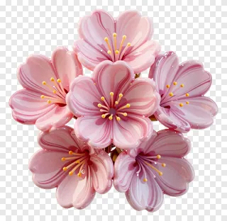 Cluster of pink glass marbled cherry blossoms.