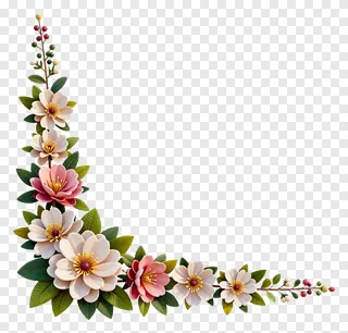 A floral corner border with pink and white flowers.