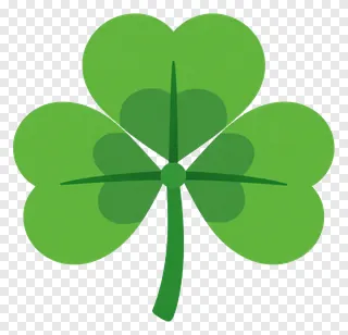 A solid green four-leaf clover symbol.