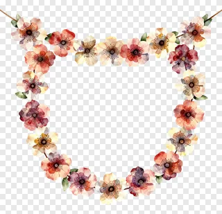 A curved garland of watercolor paper flowers.