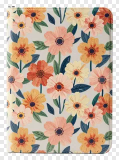 Notebook cover with colorful floral design.