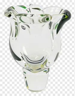 Hand-blown glass flower bud with green accents.