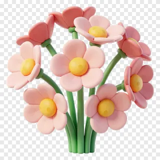 A cluster of pink daisy flowers with green stems.