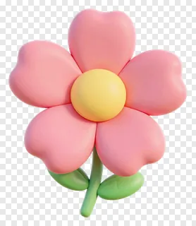 A pink balloon-style flower with a yellow center.