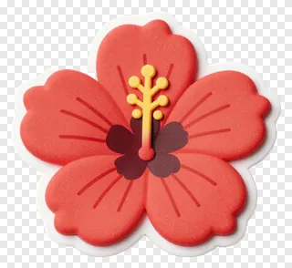 A red hibiscus flower with a yellow stamen.