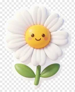 A cartoon daisy flower with a happy face.