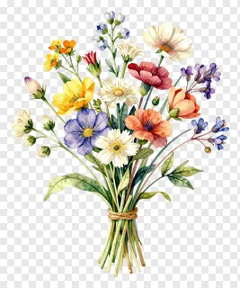 A vibrant bouquet of assorted wildflowers tied with twine.