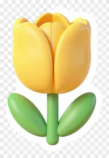 A yellow tulip with green stem and leaves.