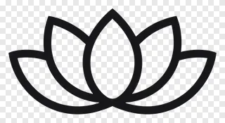 A black lotus flower symbol in a flat design.