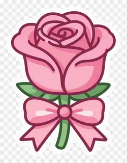 A cartoon pink rose tied with a pink ribbon bow.