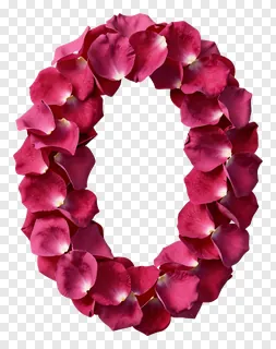 Circular garland made of pink rose petals.
