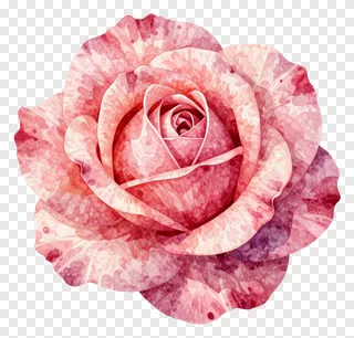 A pink rose painted in watercolor style.