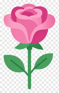 A pink rose with layered petals and a green stem.