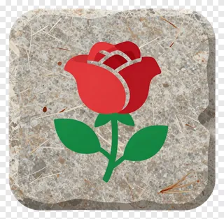 A red rose with green leaves on a stone surface.