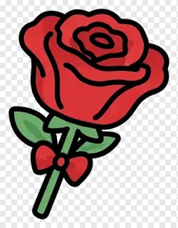 A red rose with a red bow on its stem.