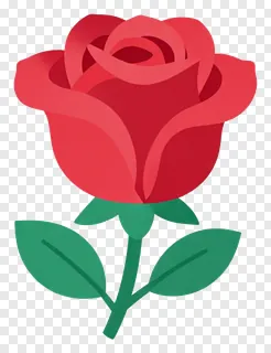 A single red rose with green leaves.