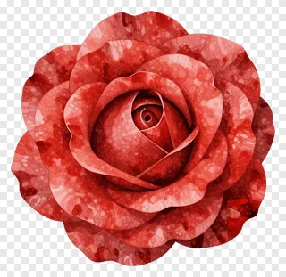 A red rose painted in watercolor with a mottled texture.