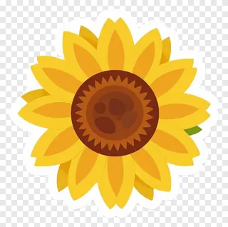 A yellow sunflower sticker with a brown center.